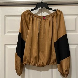 Vince Camuto- Small- off the shoulder bronze/black long sleeve top
